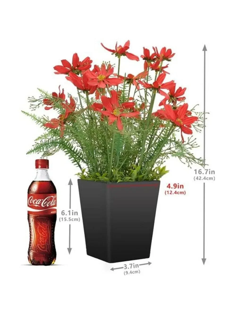 Artificial Silk Flowers Potted Red Coreopsis Faux Plant Home Office Decor